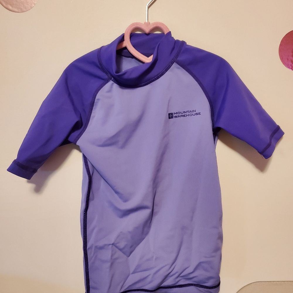 Short Sleeve Rash Guard, Toddler 3-4, Purple